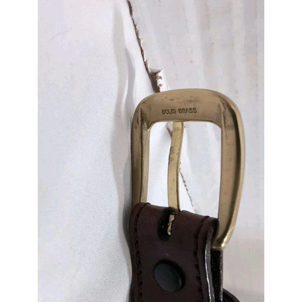 BRIGHTON BROWN LEATHER BELT MEN'S SIZE 40 BRASS BUCKLE BRAIDED WOVEN EUC